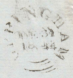 1844 WRAPPER UPPINGHAM (RUTLAND) TO LEICESTER WITH '825' NUMERAL OF ...