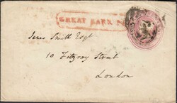 1848 1D PINK ENVELOPE BIRMINGHAM TO LONDON WITH 'GREAT BARR P.P' HAND ...