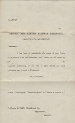 CIRCA 1850 PRINTED WRAPPER 'BRISTOL AND EXETER RAILWAY EXTENSION' ...