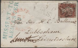 1842 MAIL LONDON TO LUBBERHAM WITH 'MISSENT.TO/LEICESTER' HAND STAMP ...