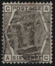 1882 6D GREY PL.18 WMK CROWN (SG161) FINE USED. Fine used 1882 6d ...