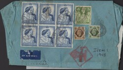 1948 COMPLETE PARCEL WRAPPER SENT REGISTERED AIR MAIL LONDON TO NEW ...
