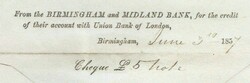 1857 BANKERS MAIL BIRMINGHAM TO BAKEWELL DIE 2 1D PALE RED, SAVOY ...