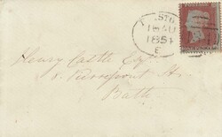 1854 MAIL BRISTOL TO BATH 1D (SG17) 'BRISTOL/134' SPOON TYPE 'B' ...