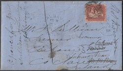 1858 REDIRECTED COVER LONDON TO Co. CLARE REDIRECTED. 1858 envelope ...