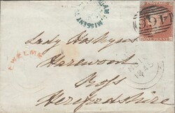 1845 'MISSENT TO BIRMINGHAM' HAND STAMP (BM 174)/PL.61(RC)(SG8). 1845 ...