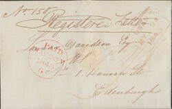 1843 REGISTERED MAIL EASDALE, SLATE ISLANDS, SCOTLAND TO EDINBURGH. ...