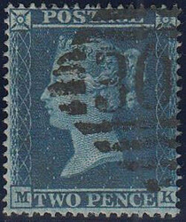1858 2D BLUE PL.6 L.C.16 (SG36a)(MK). Fine used 1858 2d blue pl.6 L.C ...