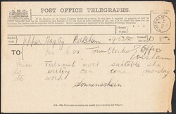            1906 TELEGRAM/WORCS. Fine Post Post Office telegraph ...