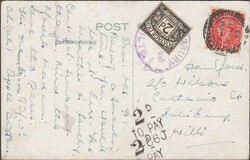 1943 UNDERPAID MAIL WALLASEY TO SALISBURY. Post card Wallasey to ...