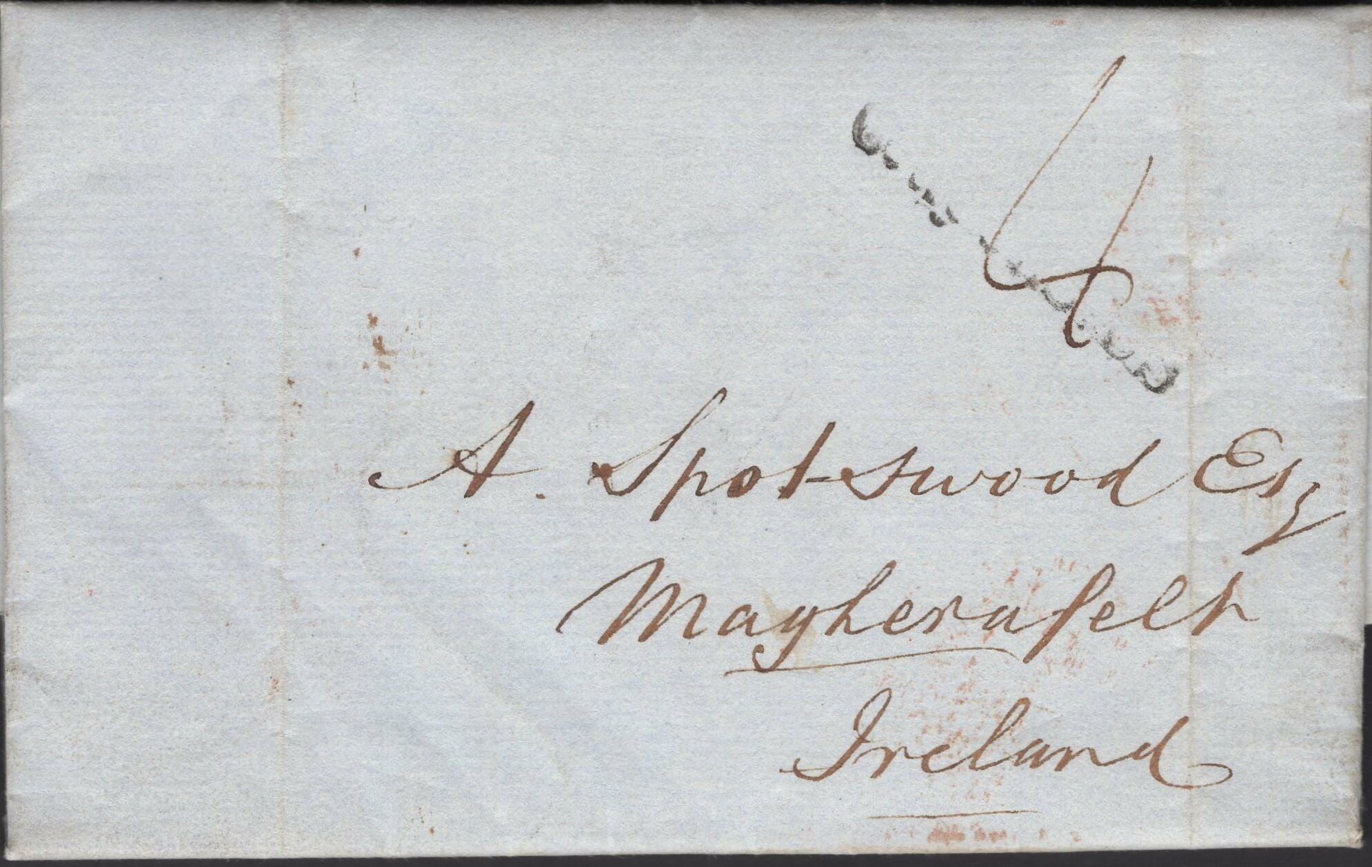 1840 UNIFORM FOURPENNY POST LONDON TO MAGHERAFELT, IRELAND WITH ...