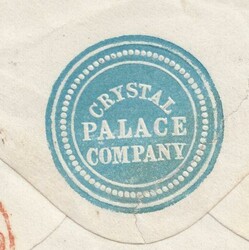 1867 MAIL USED IN LONDON ON REVERSE 'CRYSTAL PALACE COMPANY' EMBOSSED ...