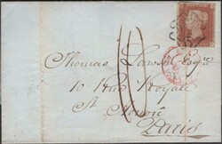 1843 MAIL BRISTOL TO PARIS WITH 1D PL.34 (SG8)(FC). Wrapper from ...