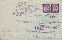 1958 UNDELIVERED MAIL LEISTON, SUFFOLK TO DENMARK. Envelope from ...