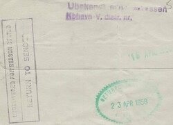 1958 UNDELIVERED MAIL LEISTON, SUFFOLK TO DENMARK. Envelope from ...