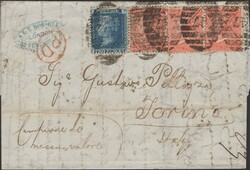 1867 MAIL LONDON TO TORINO, ITALY 'SAMPLE MAIL' WITH 2D BLUE (SG45) ...