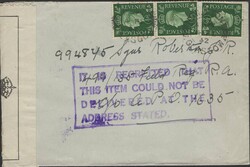 1942 UNDELIVERED MAIL NEILSTON, GLASGOW TO A SOLDIER IN INDIA WITH ...