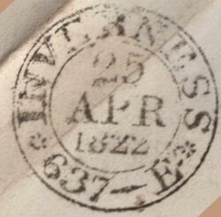 1822 MAIL INVERNESS TO EDINBURGH WITH 'INVERNESS/637-E/25 APR 1822' ...