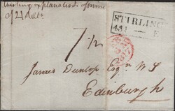 1817 MAIL STIRLING TO EDINBURGH WITH 'STIRLING/431-E' MILEAGE MARK. ...