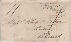 1825 MAILER WOOLER, NORTHUMBERLAND TO ALNWICK WITH 'Morpeth/Py Post' ...