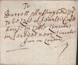 1706 MAIL ORMSBY, LINCS TO LONDON WITH 'HORNCASTLE' STRAIGHT LINE ...