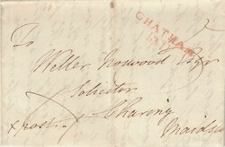 1819 MAIL CHATHAM TO CHARING WITH MANUSCRIPT 'X post' AND POSTMASTERS ...