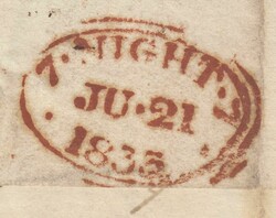 1833 MIDDLESEX/'T.P. SUNBURY' HAND STAMP. Entire Sunbury to Ely Place ...