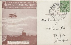 1911 FIRST OFFICIAL U.K. AERIAL POST/USED LONDON POST CARD "REPRINT" ...