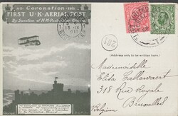1911 FIRST OFFICIAL U.K. AERIAL POST/LONDON POST CARD IN OLIVE-GREEN ...