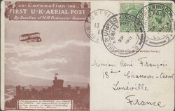 1911 FIRST OFFICIAL U.K. AERIAL POST/LONDON POST CARD IN DARK-BROWN ...