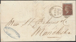 1857 MAIL LIVERPOOL TO DEWSBURY 1D (SG29) 'LIVERPOOL/466' SPOON TYPE ...
