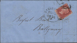 1854 PIECE 1D (SG17) 'READING/635' 'BISCUIT' DUPLEX (RA112). Piece ...