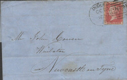 1857 MAIL DUDLEY, WORCS TO NEWCASTLE ON TYNE 1D (SG40) 'DUDLEY/263' ...