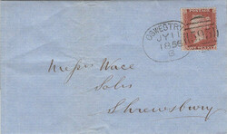 1862 MAIL BRIDGENORTH TO 'CANADA WEST' WITH 6D LILAC (SG68) CANCELLED ...