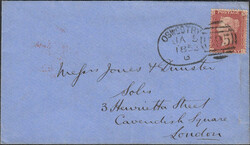 1858 MAIL KIDDERMINSTER TO HULL WITH 1D (SG40) 'KIDDERMINSTER/415' ...