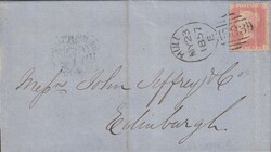 1856 MAIL HULL TO HARROGATE WITH 2D BLUE PL.5 (SG23a) WITH 'HULL/383' ...