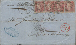 LEEDS SPOON TYPE A (RA47)/1D IMPERF PL.164 (SG8)(RJ). Envelope Leeds ...