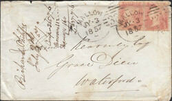 MALLOW SPOON IRISH TYPE (RA41). 1857 envelope (rear flap missing ...