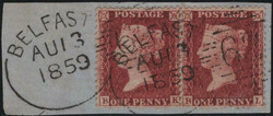 1859 MAIL ATHLONE TO KNUTSFORD WITH 1D (SG40) CANCELLED 'ATHLONE/18' ...