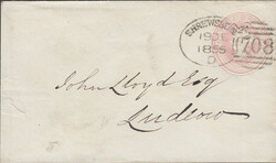 1854 MAIL SHREWSBURY TO LUDLOW WITH 1D (SG8) CANCELLED ...