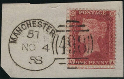 1854 MANCHESTER SPOON TYPE A (RA72)/1D IMPERF PL.174 (LE)(SG8). ...