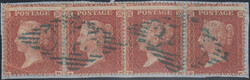 1855 DIE 2 1D PL.13 L.C.16 (SG26) STRIP OF FOUR WITH IRISH '345' ...