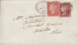 1856 1D PINK ENVELOPE WOLVERHAMPTON TO DUBLIN WITH ...