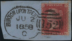 1856 MAIL OSWESTRY TO SHREWSBURY WITH 1D (SG29) 'OSWESTRY/595' SPOON ...