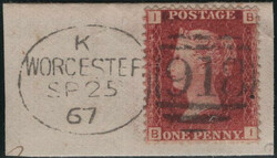 LEEDS SPOON (RA47) CANCELLING 1D IMPERF (SG8) ON COVER. Entire from ...