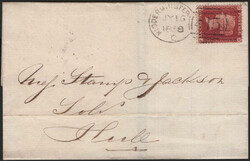 1856 MAIL STRABANE, CO. TYRONE TO BALLYMONEY WITH DIE 2 1D PL.29 ...