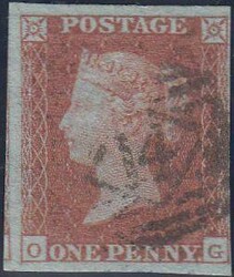 1851 PL.129 (OG) (SG8). Good to fine used 1851 1d pl.129 lettered OG ...