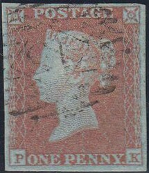 1850 PL.95 (PK) (SG8a) VERY BLUED PAPER. Fine used 1850 1d pl.95 ...