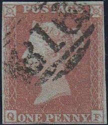 1851 PL.122 (QF) (SG8). Good used 1851 1d pl.122 lettered QF with ...