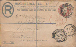 1907 KEDVII 3d red-brown registered envelope Edenbridge to ...